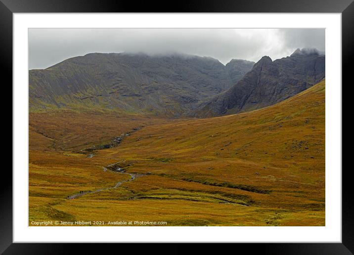 Walk to Fairy pools at the foot of the Black Cuillins Framed Mounted Print by Jenny Hibbert