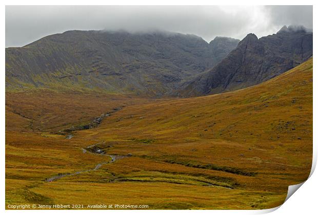 Walk to Fairy pools at the foot of the Black Cuillins Print by Jenny Hibbert