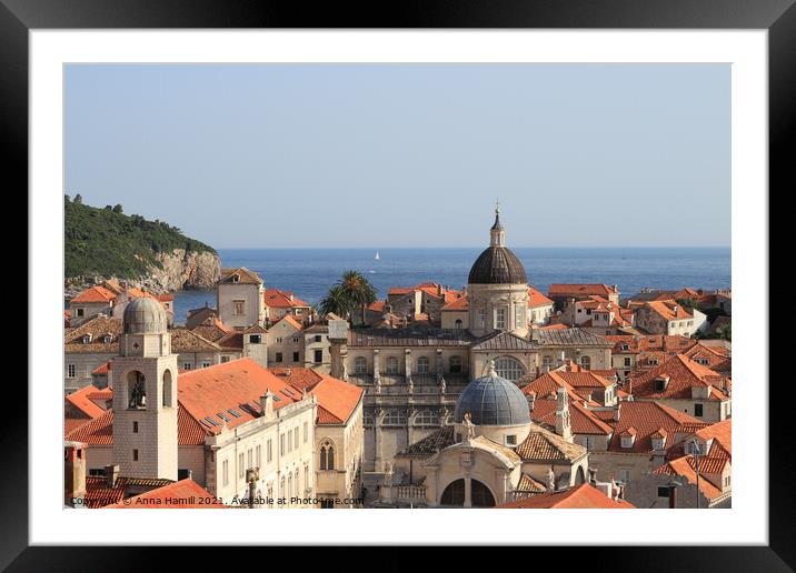 Orange roofs in Dubrovnik, Croatia Framed Mounted Print by Anna Hamill