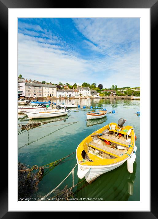 Boats on the river Dart, at Dittisham, South Devon Framed Mounted Print by Justin Foulkes