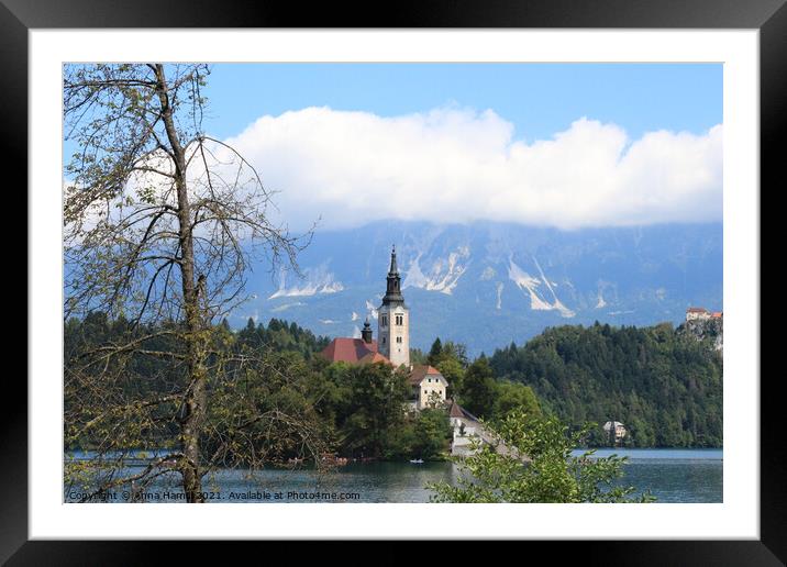 Church on Lake Bled Framed Mounted Print by Anna Hamill