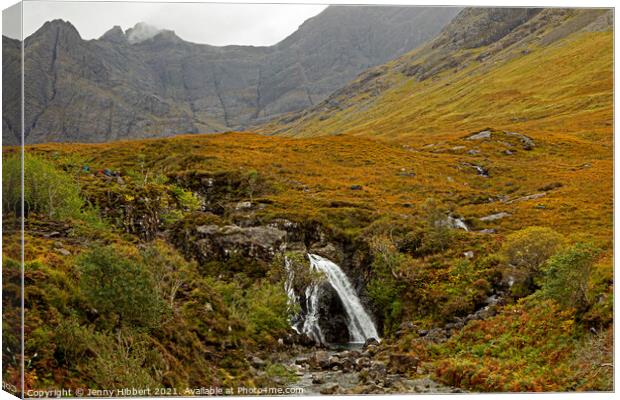 Fairy pools Isle of Skye with the Cuillin mountains Canvas Print by Jenny Hibbert