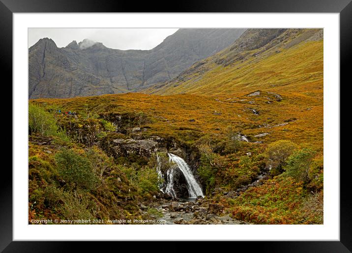 Fairy pools Isle of Skye with the Cuillin mountains Framed Mounted Print by Jenny Hibbert