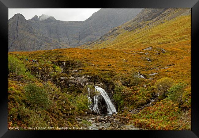 Fairy pools Isle of Skye with the Cuillin mountains Framed Print by Jenny Hibbert