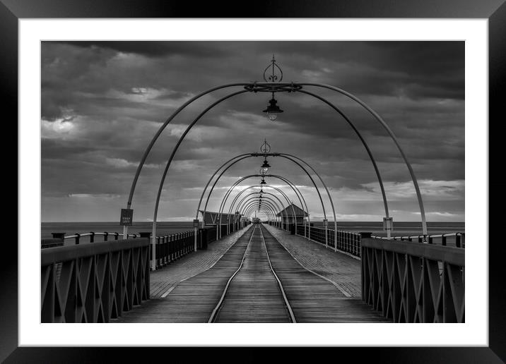 Monochrome Southport Pier Framed Mounted Print by Roger Green