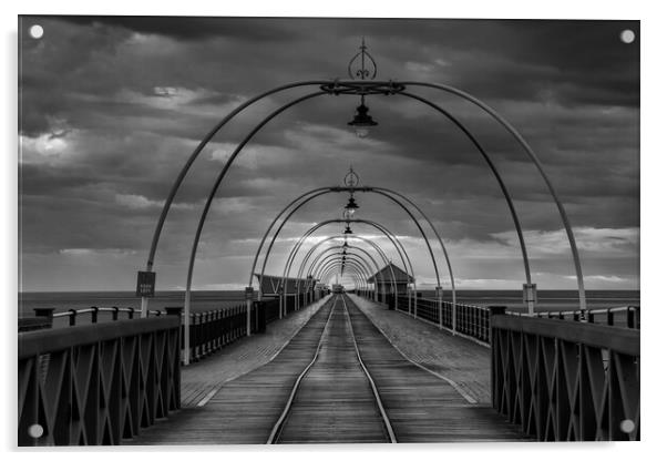 Monochrome Southport Pier Acrylic by Roger Green