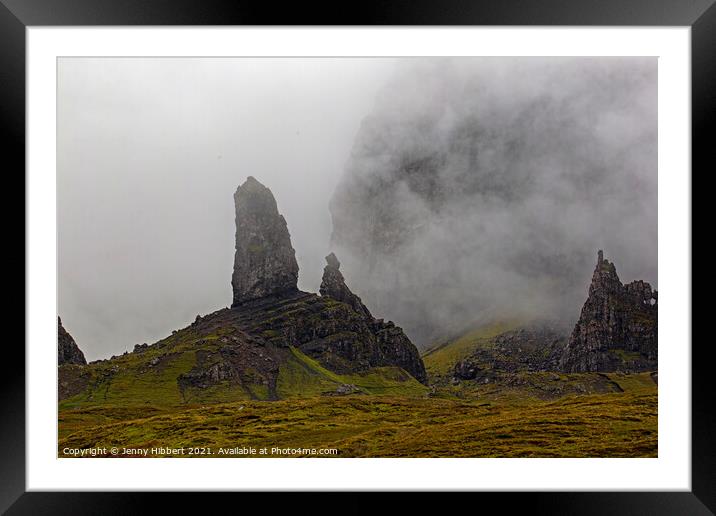 Old Man of Storr in the mist on the Isle of Skye Framed Mounted Print by Jenny Hibbert