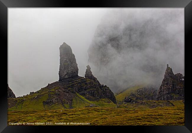 Old Man of Storr in the mist on the Isle of Skye Framed Print by Jenny Hibbert