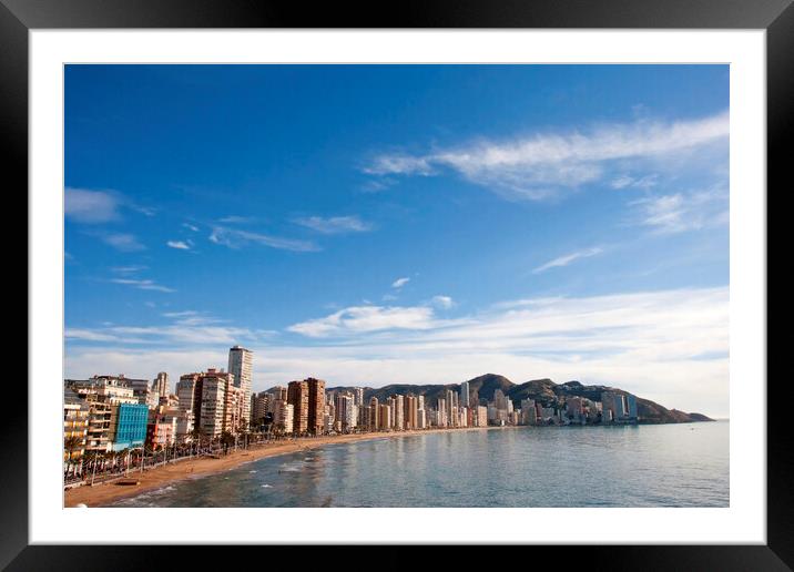 Benidorm Levante Beach Mediterranean Coast Spain Framed Mounted Print by Andy Evans Photos