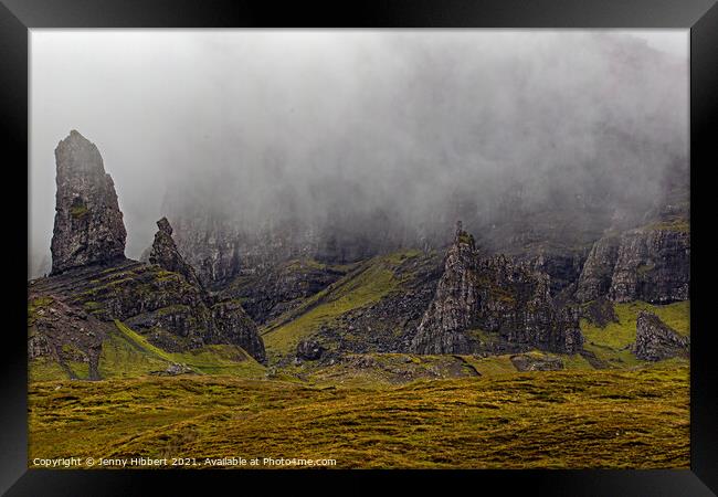Misty view of The Old man of Storr on the Isle of Skye Framed Print by Jenny Hibbert