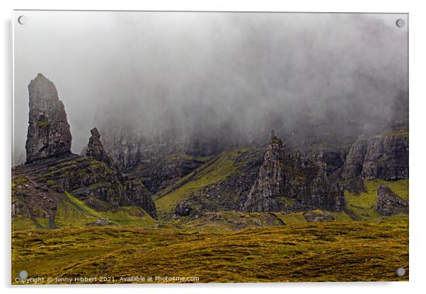 Misty view of The Old man of Storr on the Isle of Skye Acrylic by Jenny Hibbert