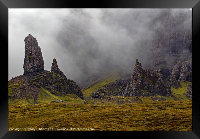 Old Man of Storr on a misty day Framed Print by Jenny Hibbert