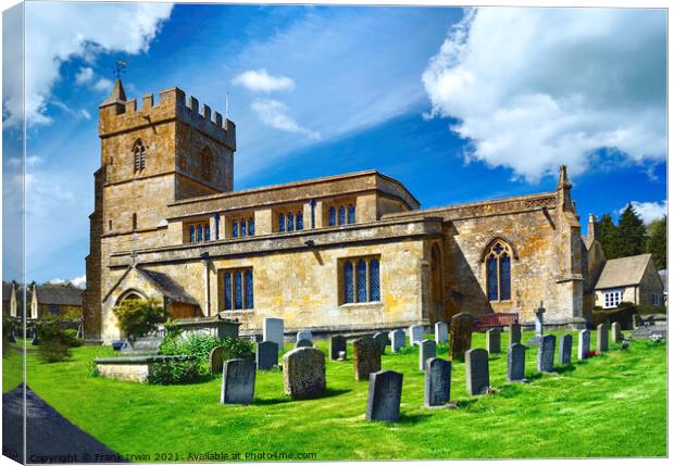 St Lawrences church, Bourton-on-the-hill, Cotswolds Canvas Print by Frank Irwin