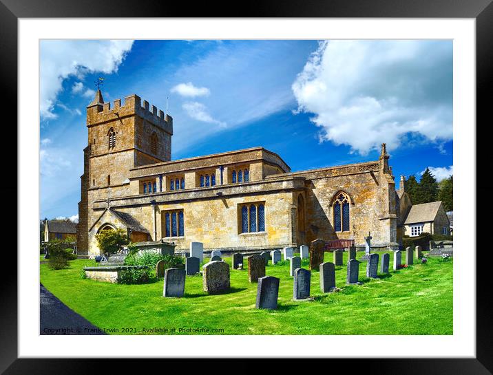 St Lawrences church, Bourton-on-the-hill, Cotswolds Framed Mounted Print by Frank Irwin
