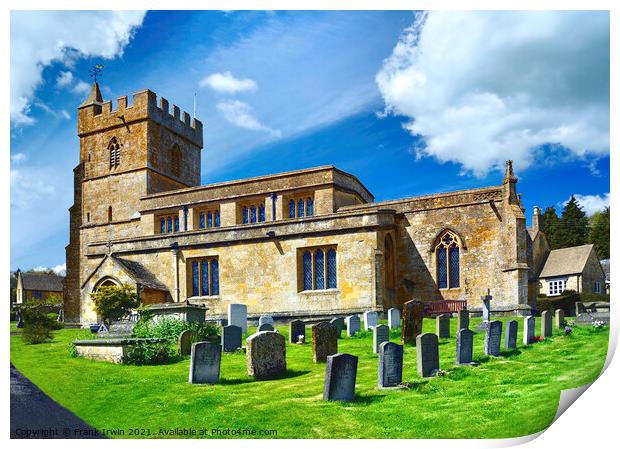 St Lawrences church, Bourton-on-the-hill, Cotswolds Print by Frank Irwin