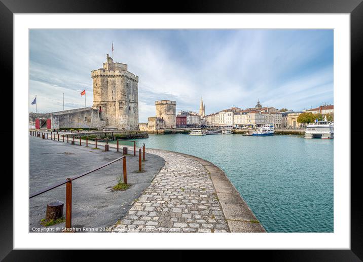Two medieval towers at the entrance to La Rochelle Framed Mounted Print by Stephen Rennie