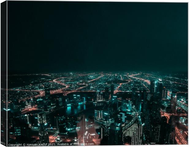 Night time cityscape of Dubai Canvas Print by Hasnain Kashif