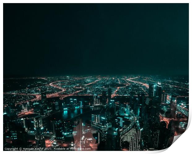Night time cityscape of Dubai Print by Hasnain Kashif