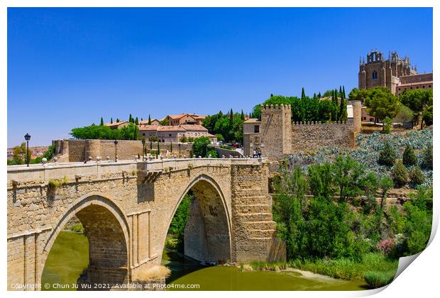 St Martin's Bridge, a medieval bridge across the river Tagus in Toledo, Spain Print by Chun Ju Wu