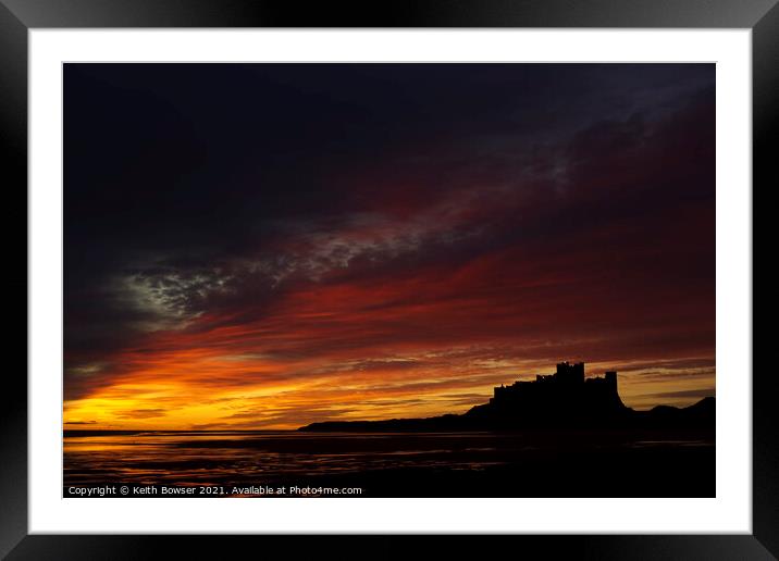 Bamburgh Castle at sunrise Framed Mounted Print by Keith Bowser