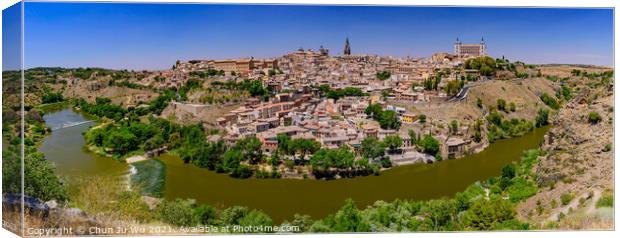 Panoramic view of Tagus River and Toledo, a World Heritage Site city in Spain Canvas Print by Chun Ju Wu