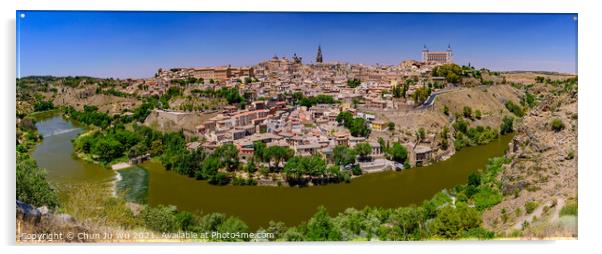 Panoramic view of Tagus River and Toledo, a World Heritage Site city in Spain Acrylic by Chun Ju Wu