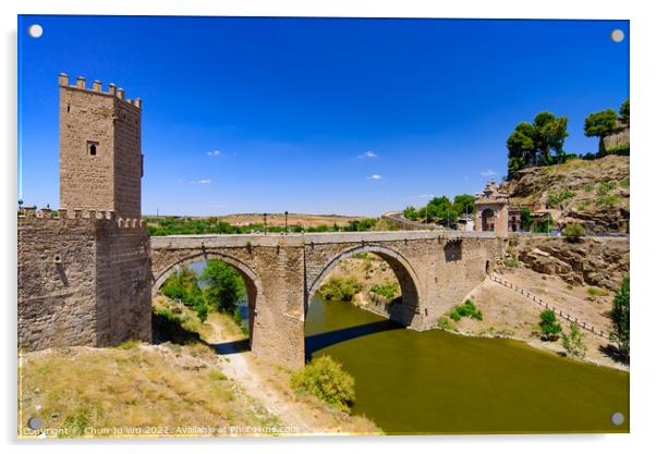 Puente de Alcántara, a Roman arch bridge across the Tagus River in Toledo, Spain Acrylic by Chun Ju Wu