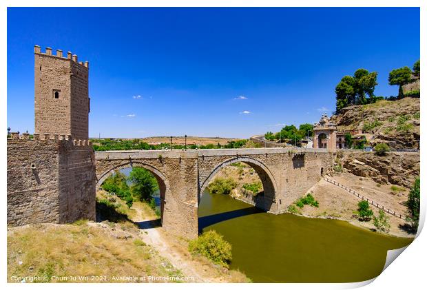 Puente de Alcántara, a Roman arch bridge across the Tagus River in Toledo, Spain Print by Chun Ju Wu