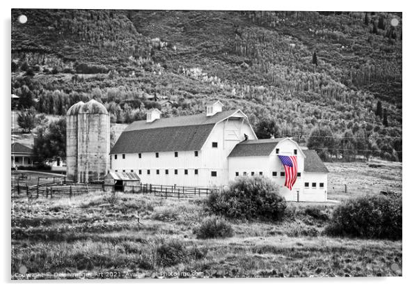 Vintage american barn with a flag, Park City, Utah Acrylic by Delphimages Art