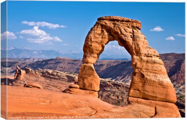 Delicate Arch, Arches National Park, Utah USA Canvas Print by Delphimages Art