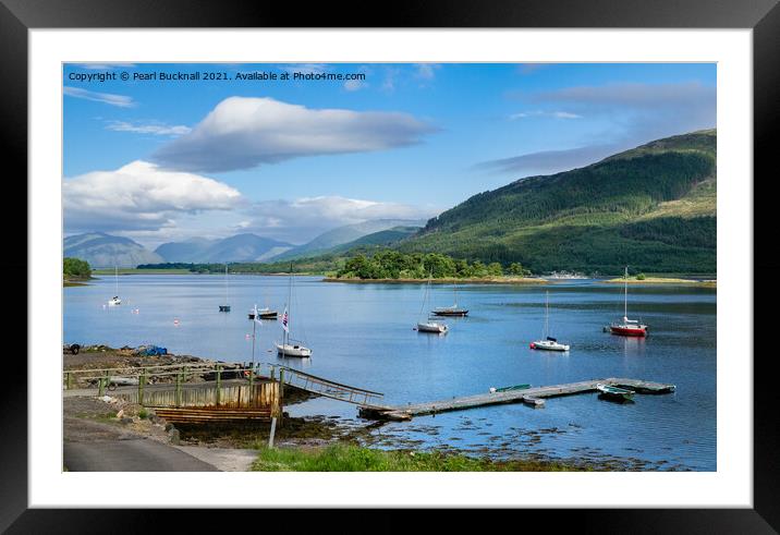Boats in Scenic Loch Leven Scotland Framed Mounted Print by Pearl Bucknall