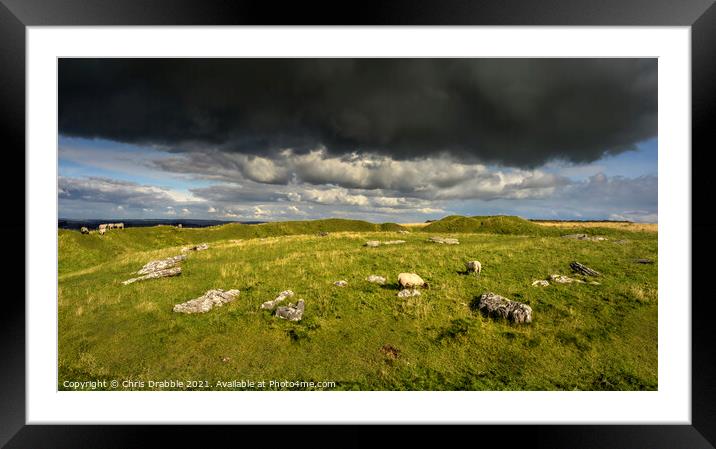 Arbor Low, Stone Circle Framed Mounted Print by Chris Drabble