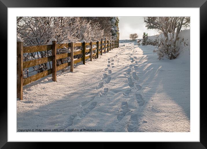 Footsteps in the Snow Framed Mounted Print by Philip Baines
