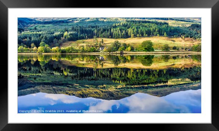 Autumn reflections, Loch Lubnaig Framed Mounted Print by Chris Drabble