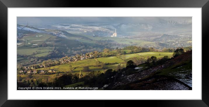 Hathersage from Mitchell Field Framed Mounted Print by Chris Drabble