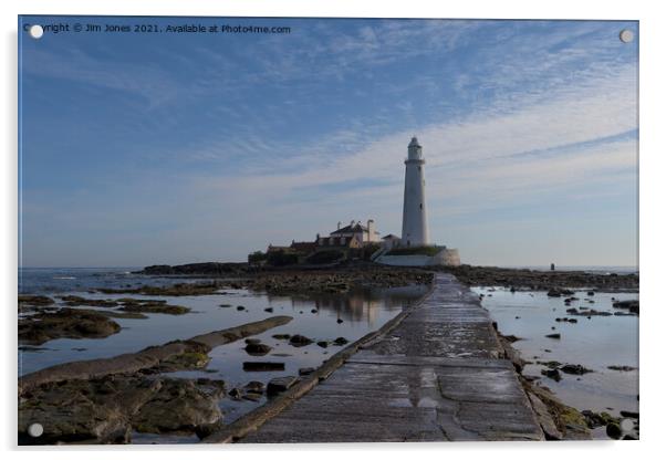 St Mary's Island and Lighthouse Acrylic by Jim Jones