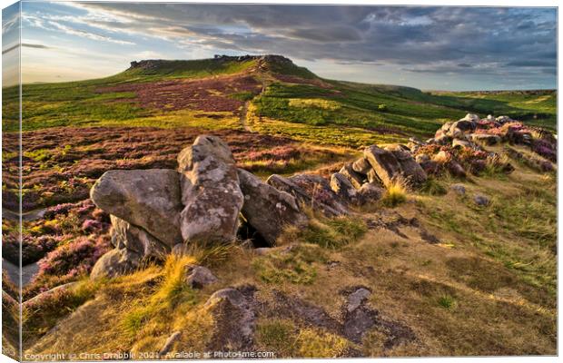 Higger Tor taken from defensive wall of Carl Wark Canvas Print by Chris Drabble