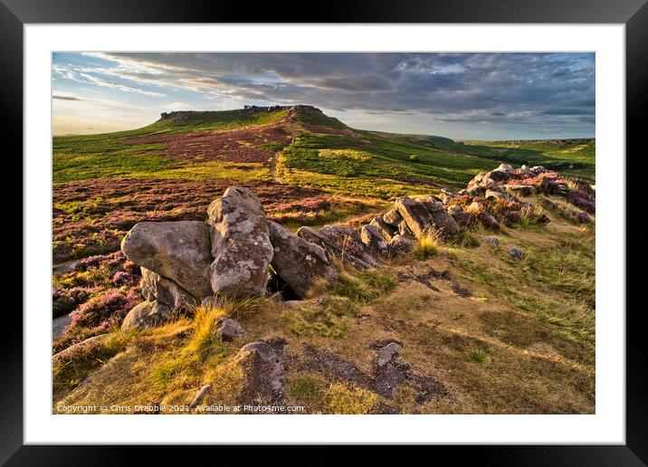 Higger Tor taken from defensive wall of Carl Wark Framed Mounted Print by Chris Drabble