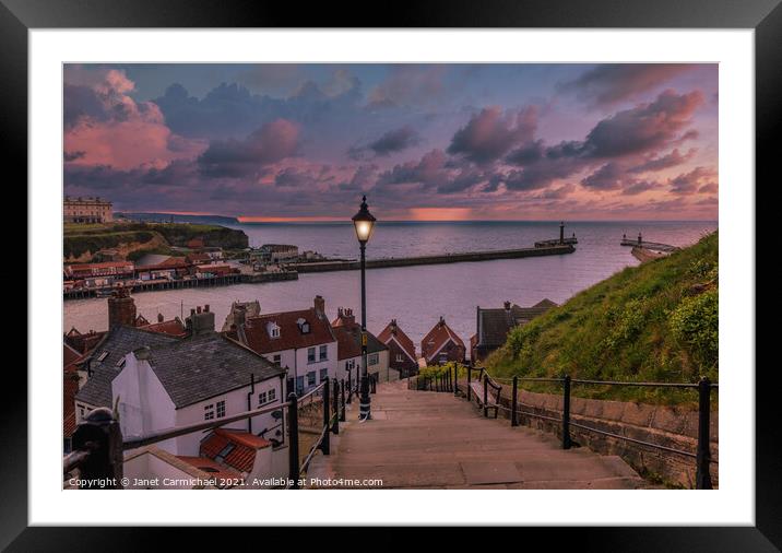 Majestic Sunset Over Whitby Harbour Framed Mounted Print by Janet Carmichael