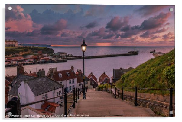 Majestic Sunset Over Whitby Harbour Acrylic by Janet Carmichael