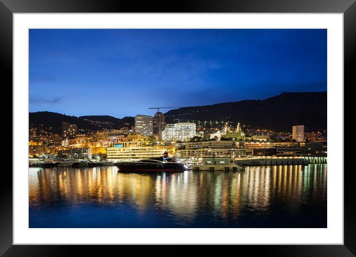 Monaco Monte Carlo by Night Framed Mounted Print by Artur Bogacki