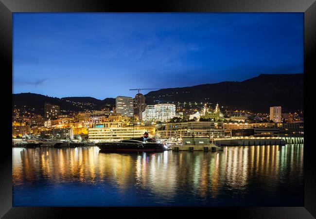 Monaco Monte Carlo by Night Framed Print by Artur Bogacki