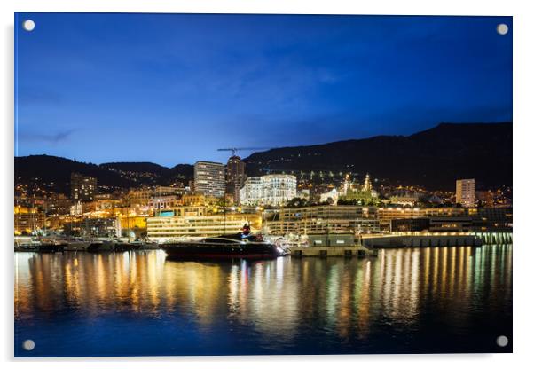 Monaco Monte Carlo by Night Acrylic by Artur Bogacki