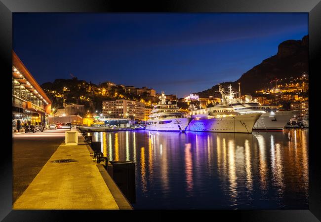 Port of Monaco by Night Framed Print by Artur Bogacki