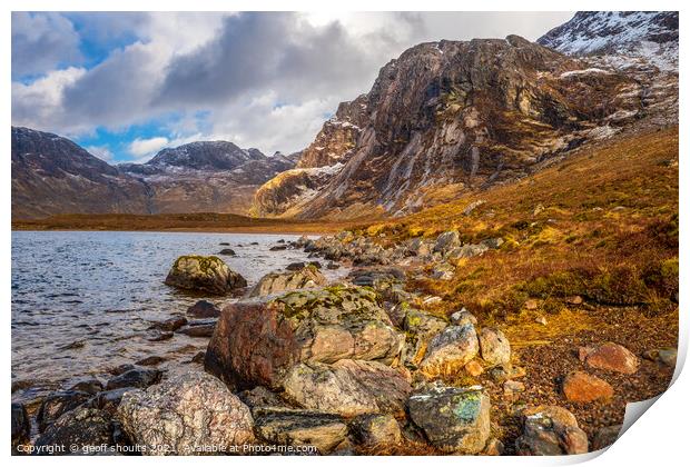 Fionn Loch in the Scottish Highlands Print by geoff shoults