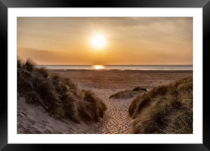 Sunset Through The Sand Dunes Framed Mounted Print by Roger Green