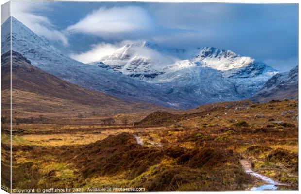 Clearing snow in the Scottish Highlands Canvas Print by geoff shoults