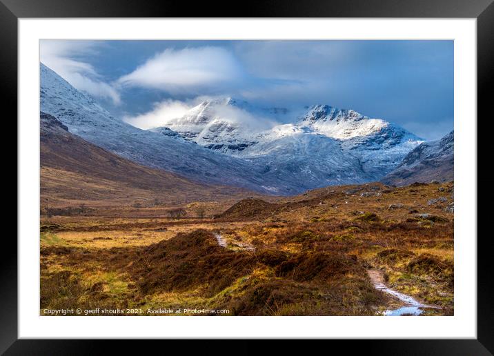 Clearing snow in the Scottish Highlands Framed Mounted Print by geoff shoults