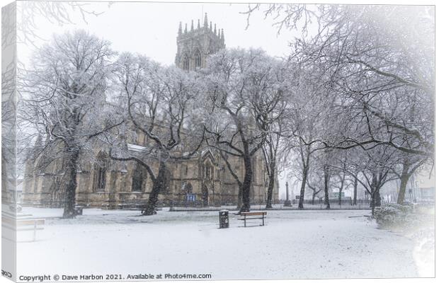 Doncaster Minster in the Snow Canvas Print by Dave Harbon