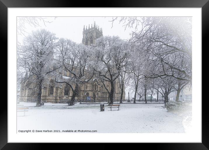 Doncaster Minster in the Snow Framed Mounted Print by Dave Harbon